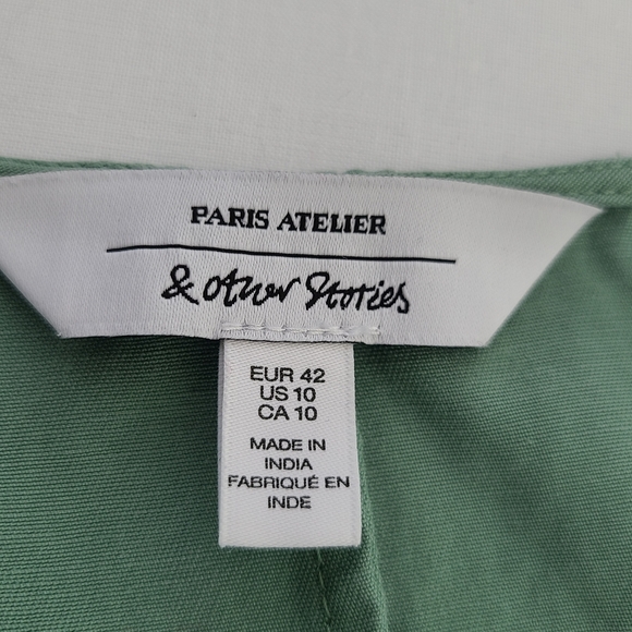& Other Stories Paris Atelier green true wrap linen blend maxi dress, NWOT,Sz 10 - Picture 6 of 7